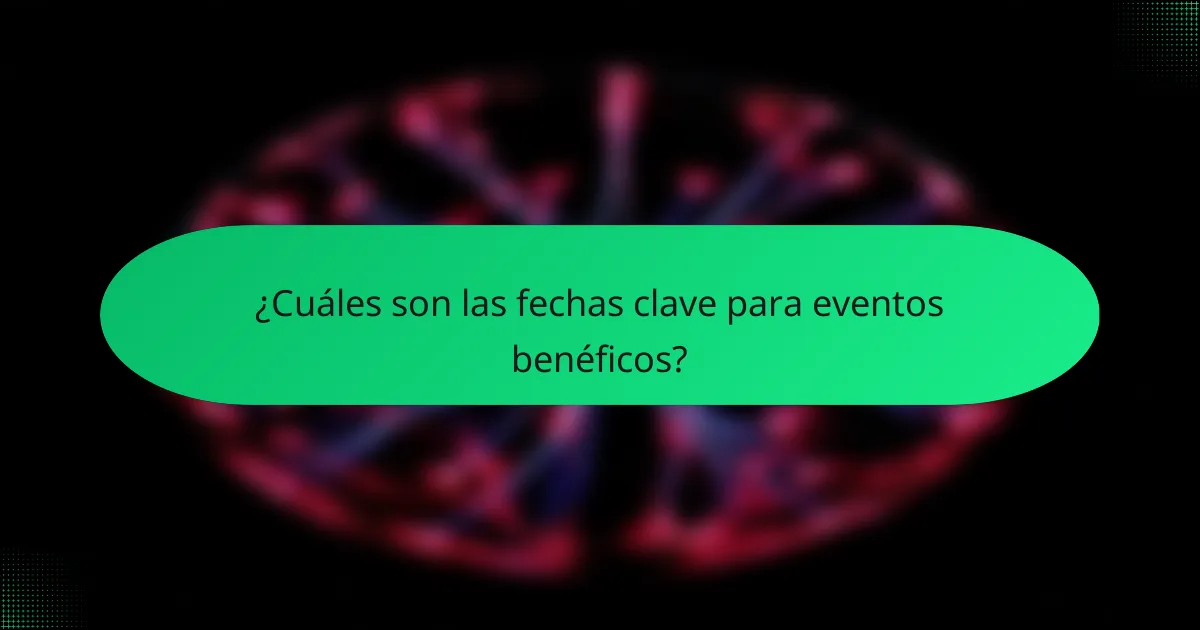 ¿Cuáles son las fechas clave para eventos benéficos?